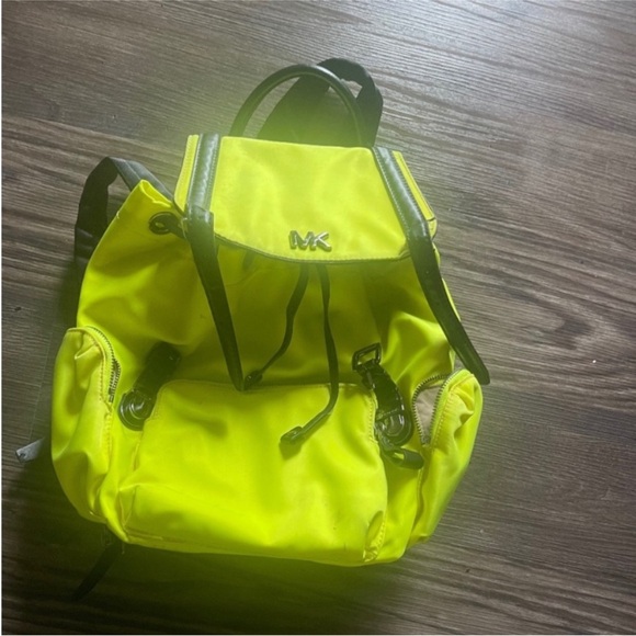 Michael Kors Bright Neon Yellow and Black Backpack - Picture 1 of 7